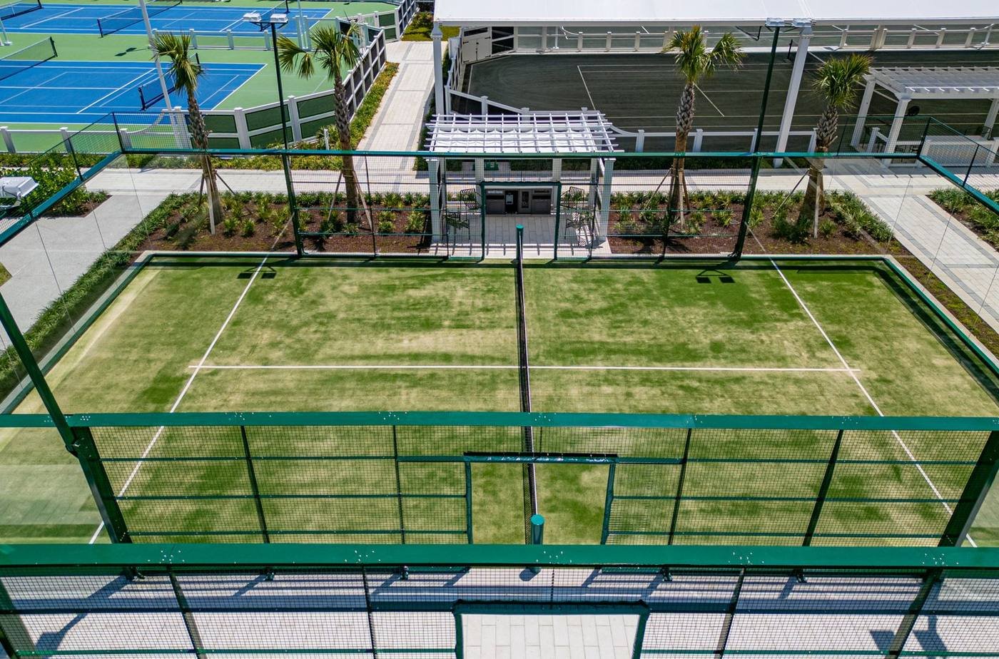 Courtside view of a padel court at The Breakers, Palm Beach